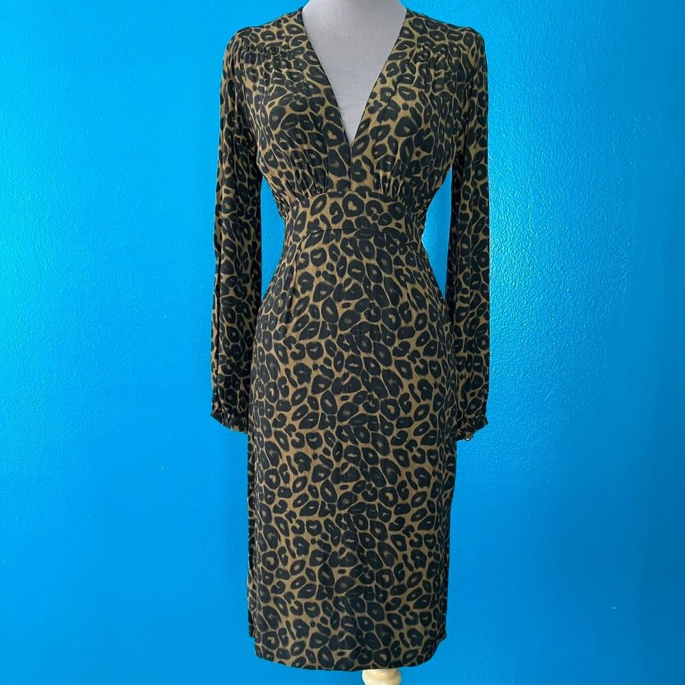 Motel Rocks Black & Tan Leopard Print Midi Dress